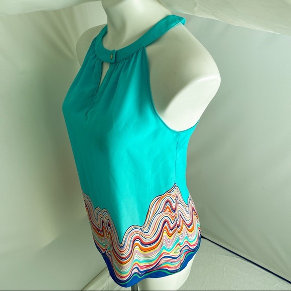 Lilly Pulitzer Rogan aqua multicolor top in Shorely Blue M - Picture 3 of 9